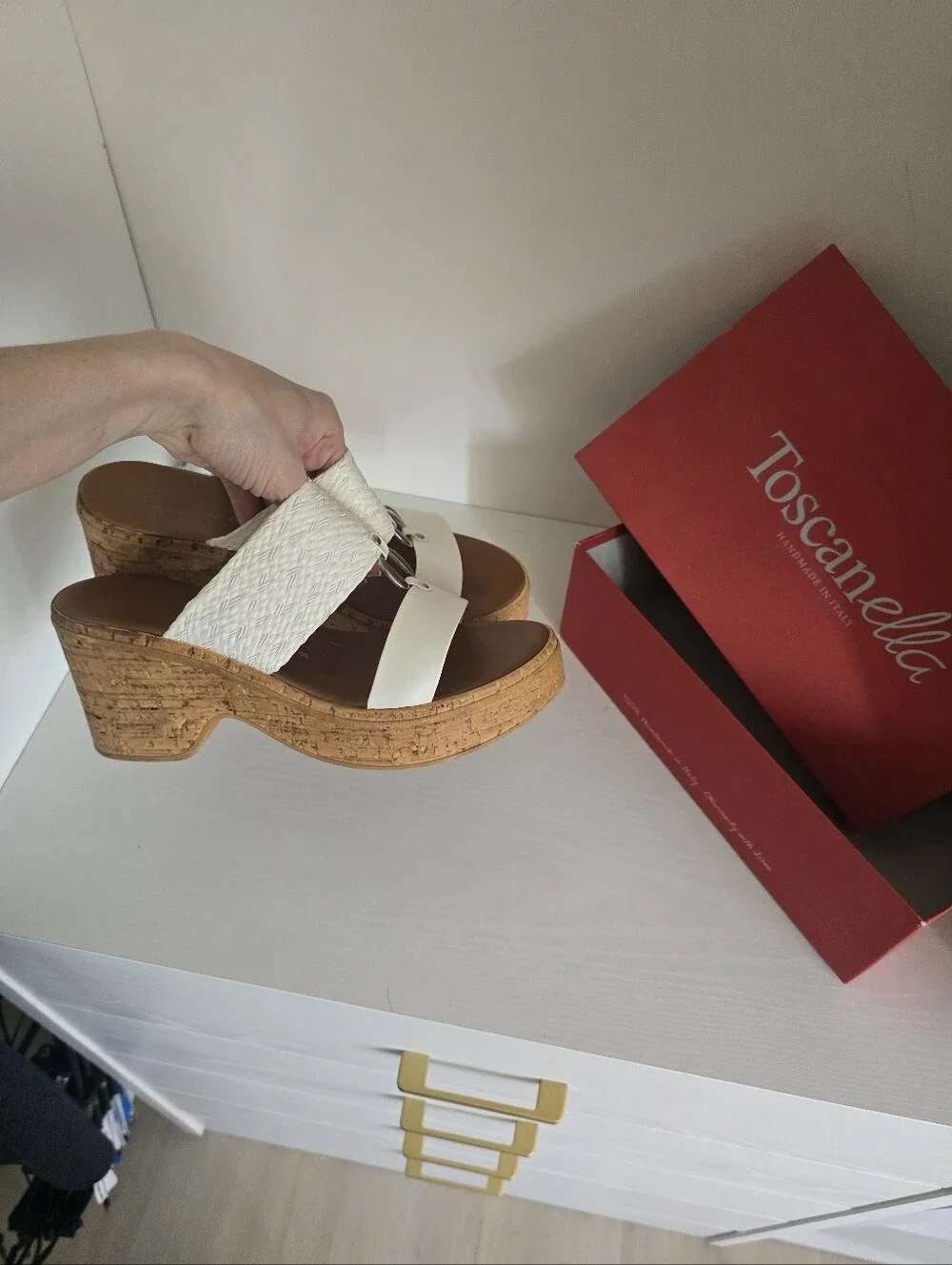 White Cork Wedge Slide Sandals - Women's Casual Summer Shoe